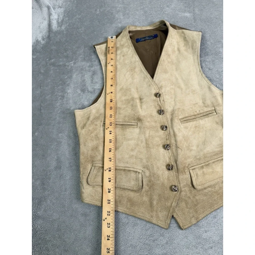 Vintage Brooks Brothers Suede Leather Vest Men's Size Medium Beige
