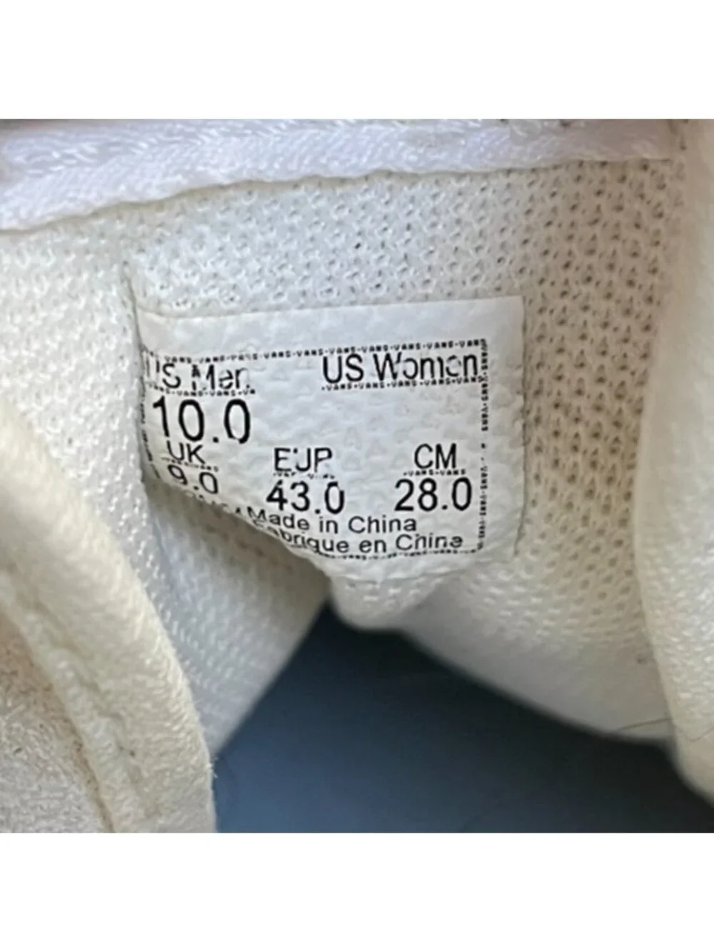 Vans seller notes