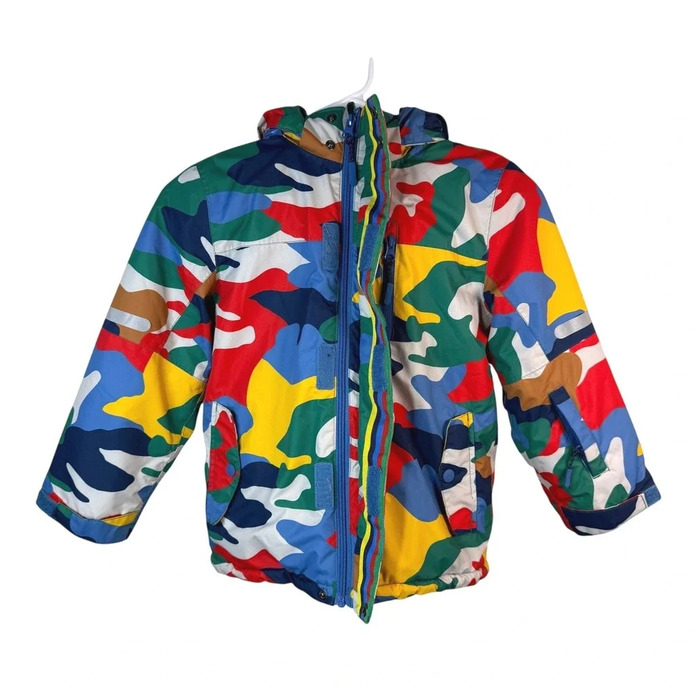 Boden Kids Multicolor Camo Ski Jacket Fleece Lined Winter Coat Size 6-7Y 122cm
