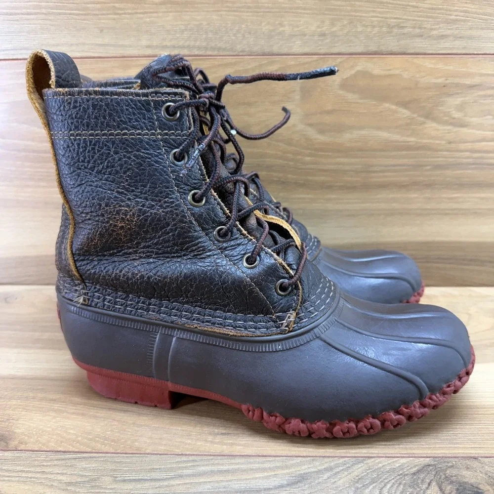 LL Bean Boots Duck Boots Women 7 M Bison Dark Bison Brick Red Trail Heritage