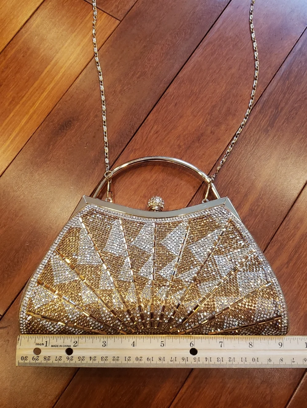 Crossbody or Clutch, Gold and Silver Sequin and Rhinestone bag