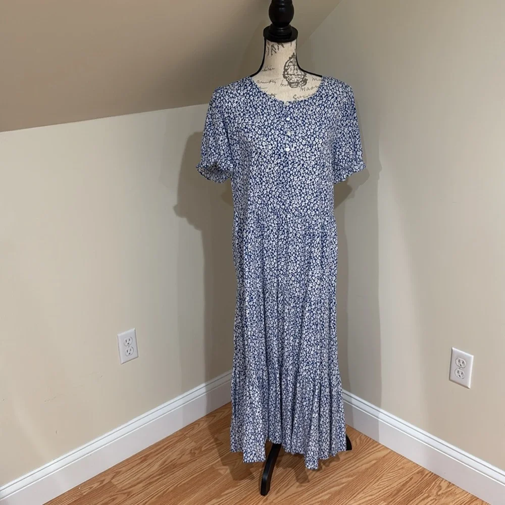J. Crew Blue and White Floral Maxi Dress