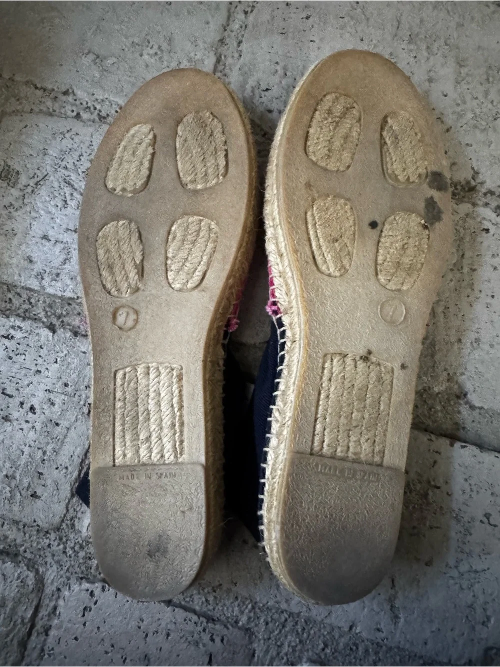 Tory Burch Pink and Navy Canvas Espadrilles