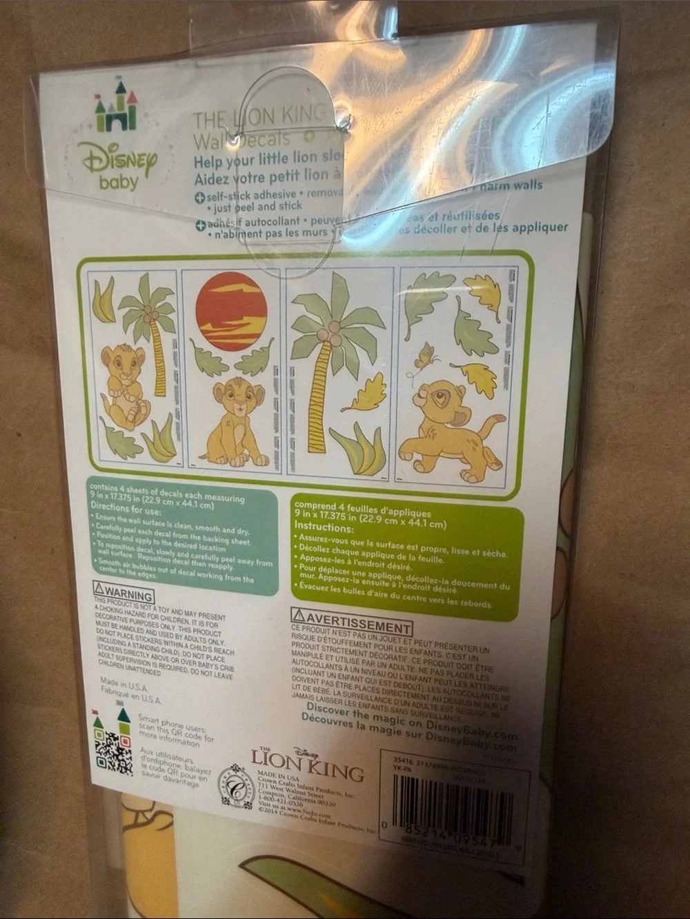 New in Package Disney Lion King Nursery Wall Decals — Yellow and Green