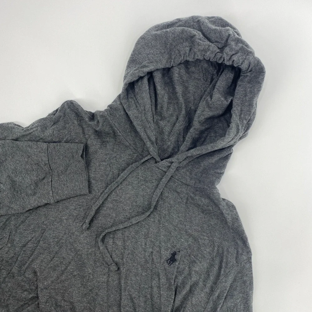 Polo Ralph Lauren Hooded T Shirt Mens Medium Gray Preppy Sporty Streetwear
