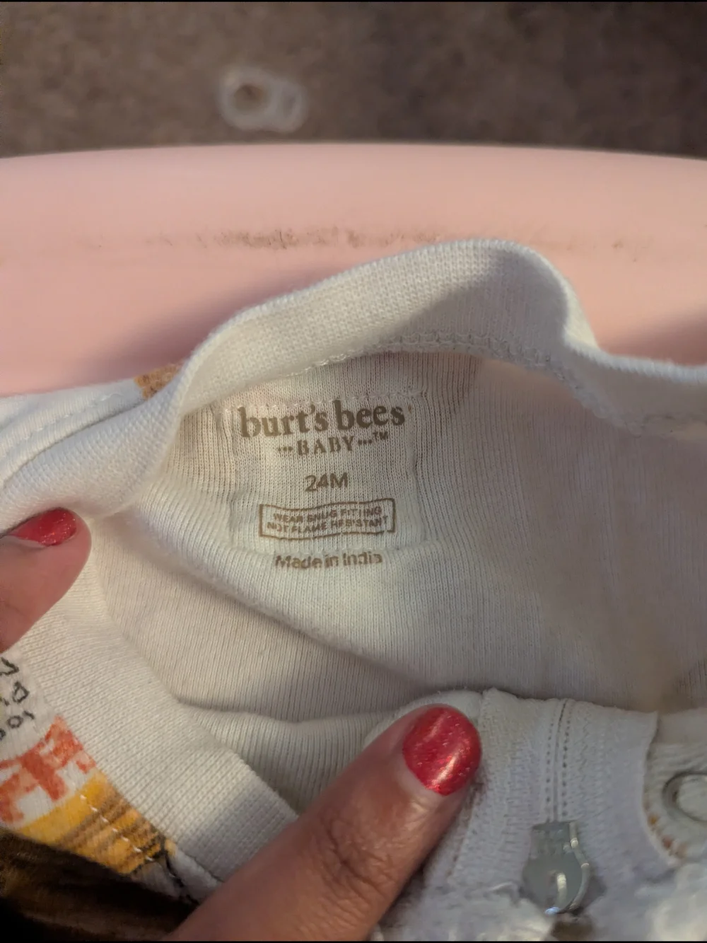 24 Months Burt's Bees Toddler Cream Onesie with Brown & Golden Print