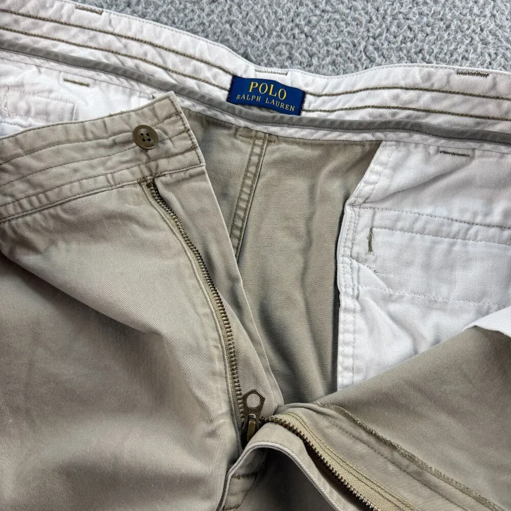 Vintage Polo Ralph Lauren Chino Cargo Shorts Mens 42 Baggy Y2K Tan Beige Summer
