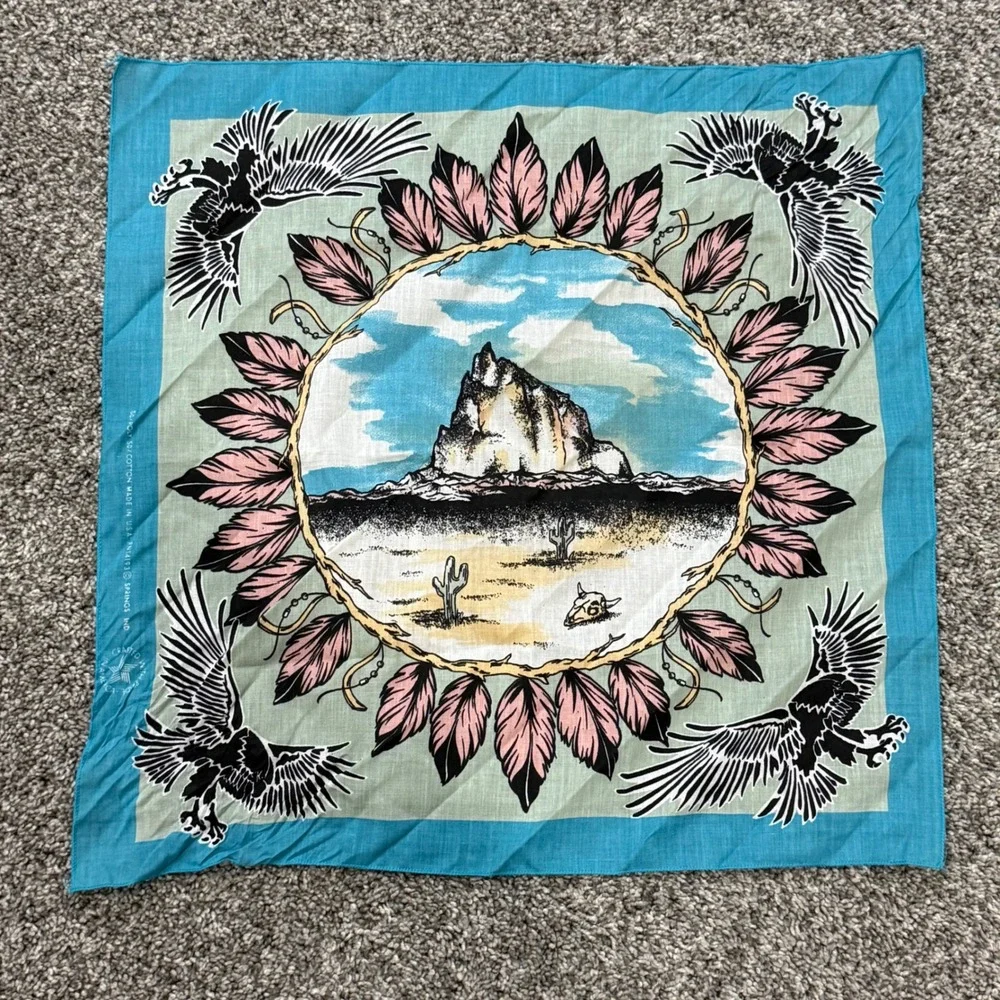 Vintage Springs Ind Southwestern Eagle Desert Biker Bandana Scarf Made in USA