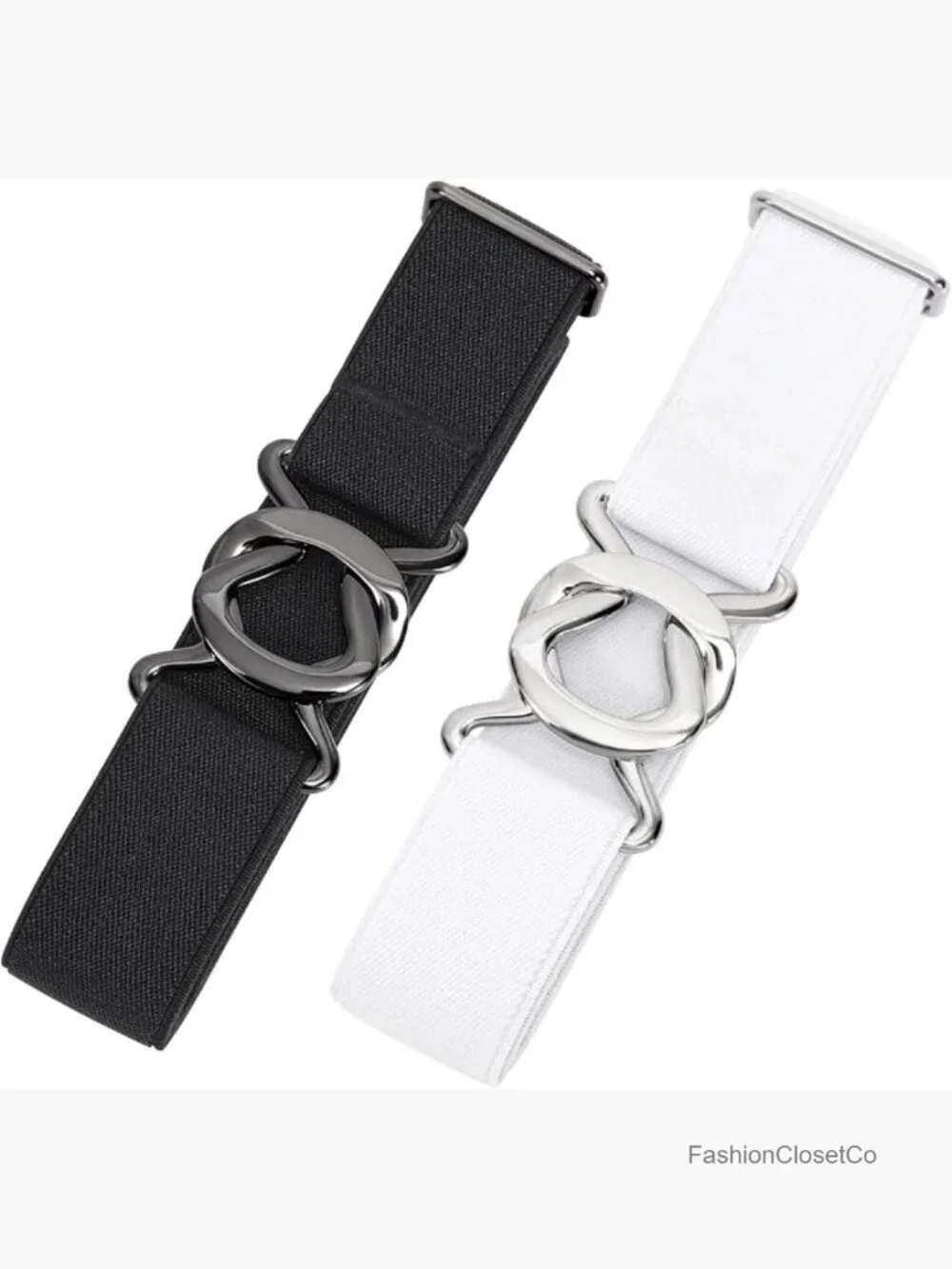 No Show Stretch Belt 2 Pack Adjustable Elastic Web Belt with Flat Buckle