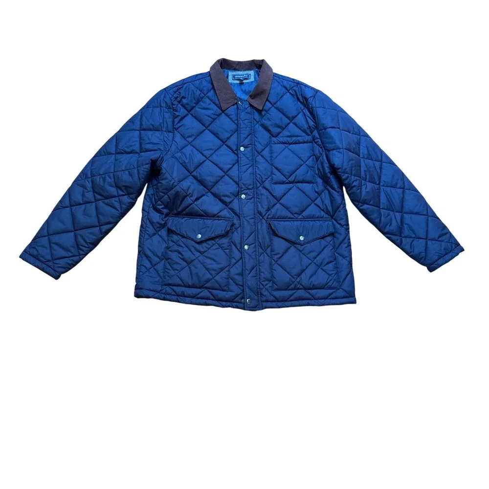 Crown‎ & Ivy Quilted Barn Jacket Mens Blue Excellent Corduroy Collar SIZE XL