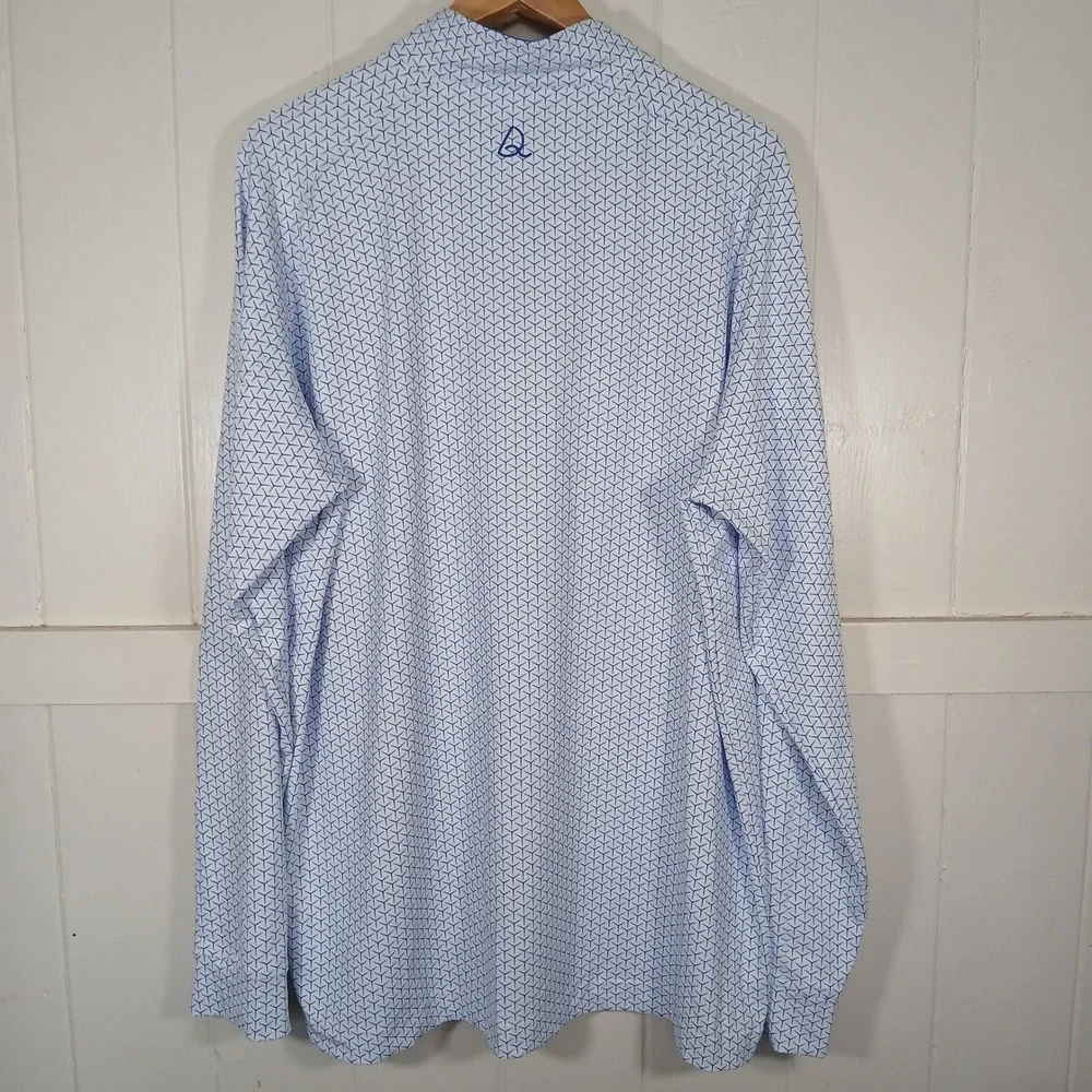 Deolax Quarter Zip Pullover Men XXL Blue White Geometric Print Golf Top