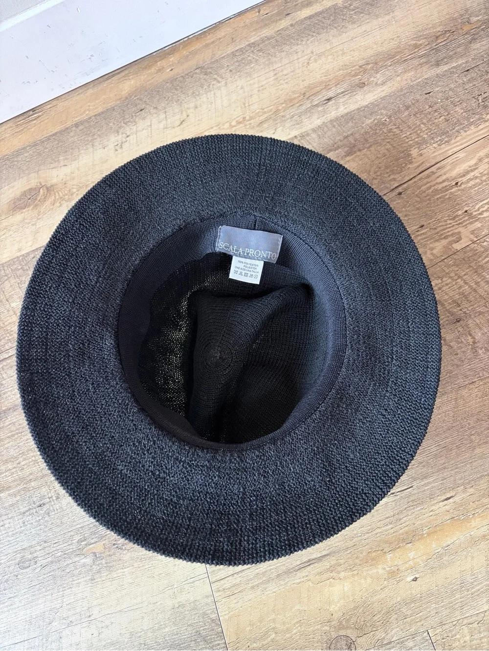 Scala Pronto Black Knit Safari Hat with Braided Band