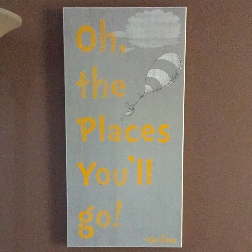 Dr Suess All the Places You’ll Go Wood Box Picture official Suess Prints EUC