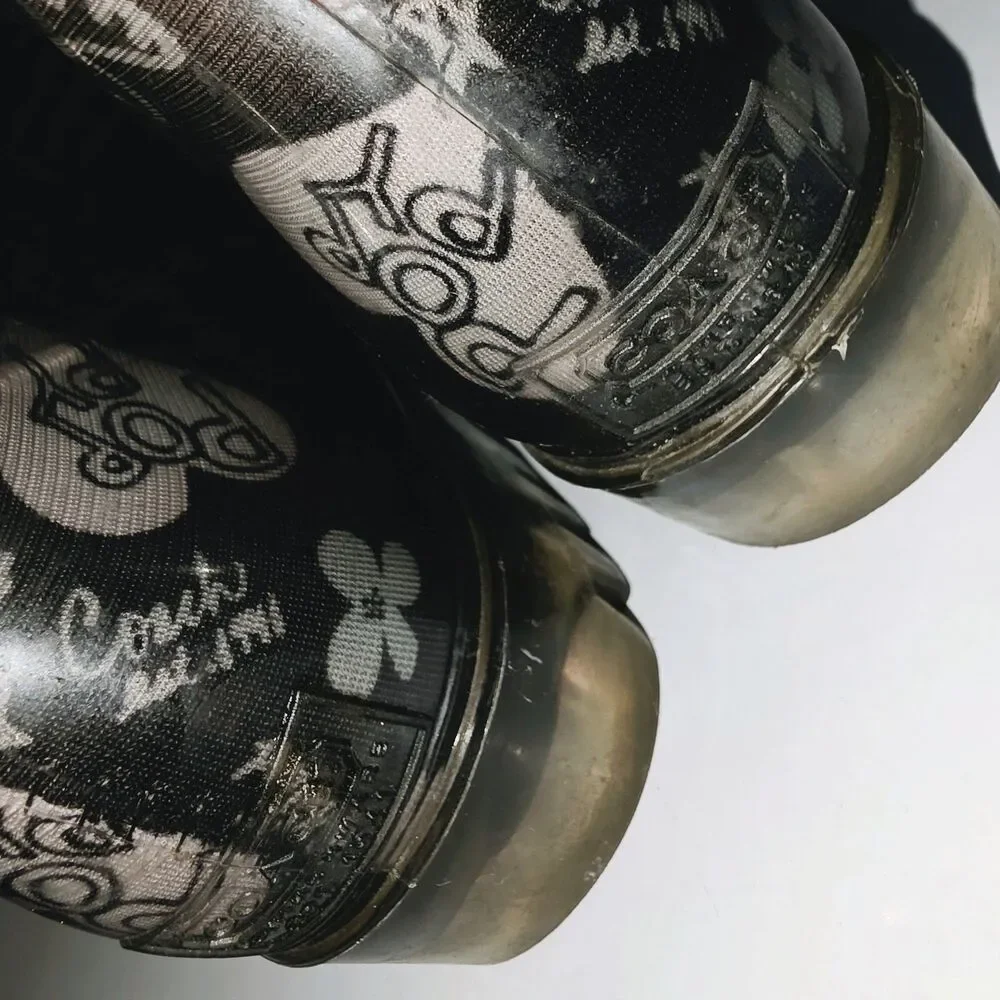COACH POPPY Pixy Sz 6 Jelly Black All Over Logo ❤️ Outdoor Mud Rubber Rain Boots