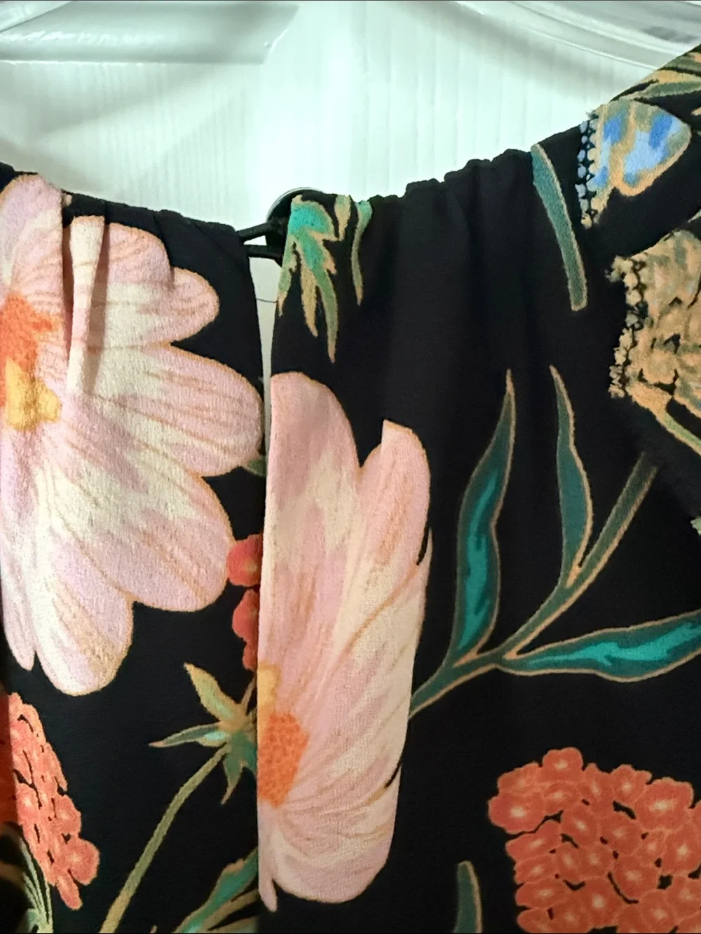 kate spade Black Floral Midi Dress with Pink and Green Accents