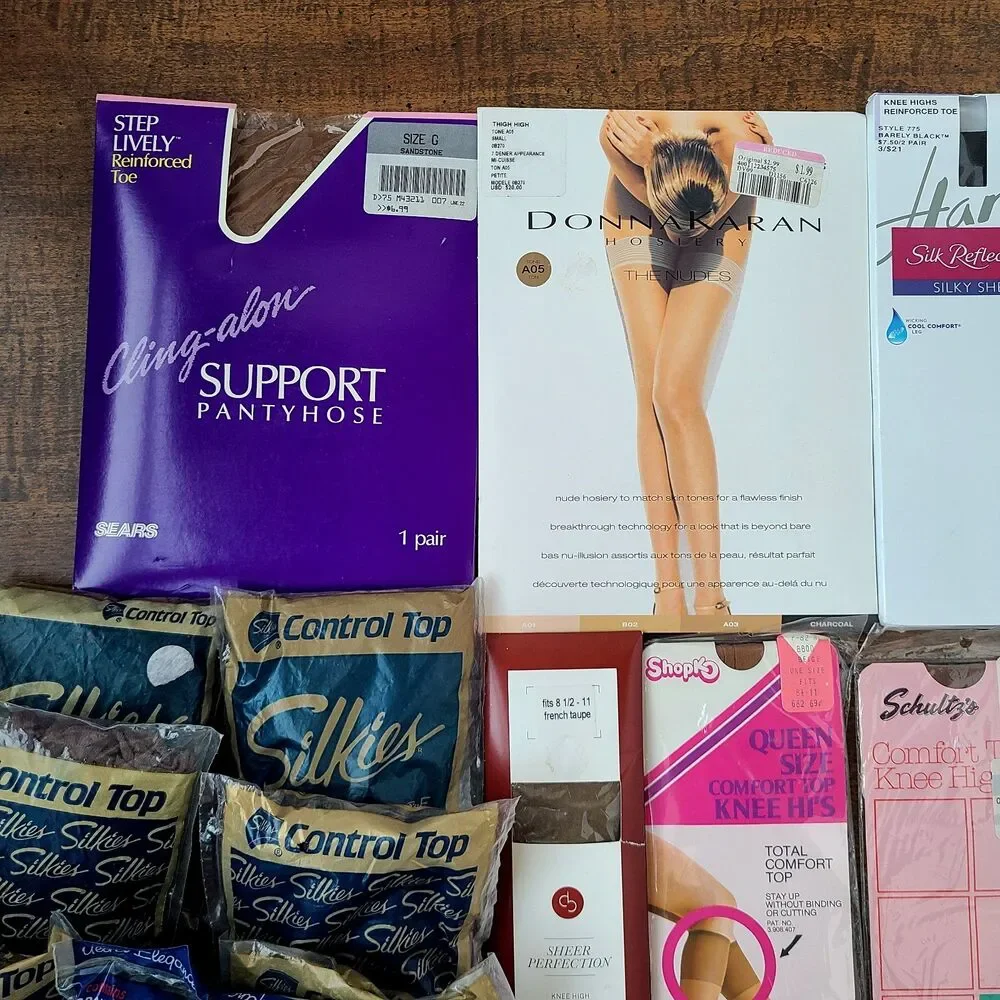 Lot of 26 Vintage Hosiery Nylons Pantyhose Thigh Knee High Mixed Brands & Sizes