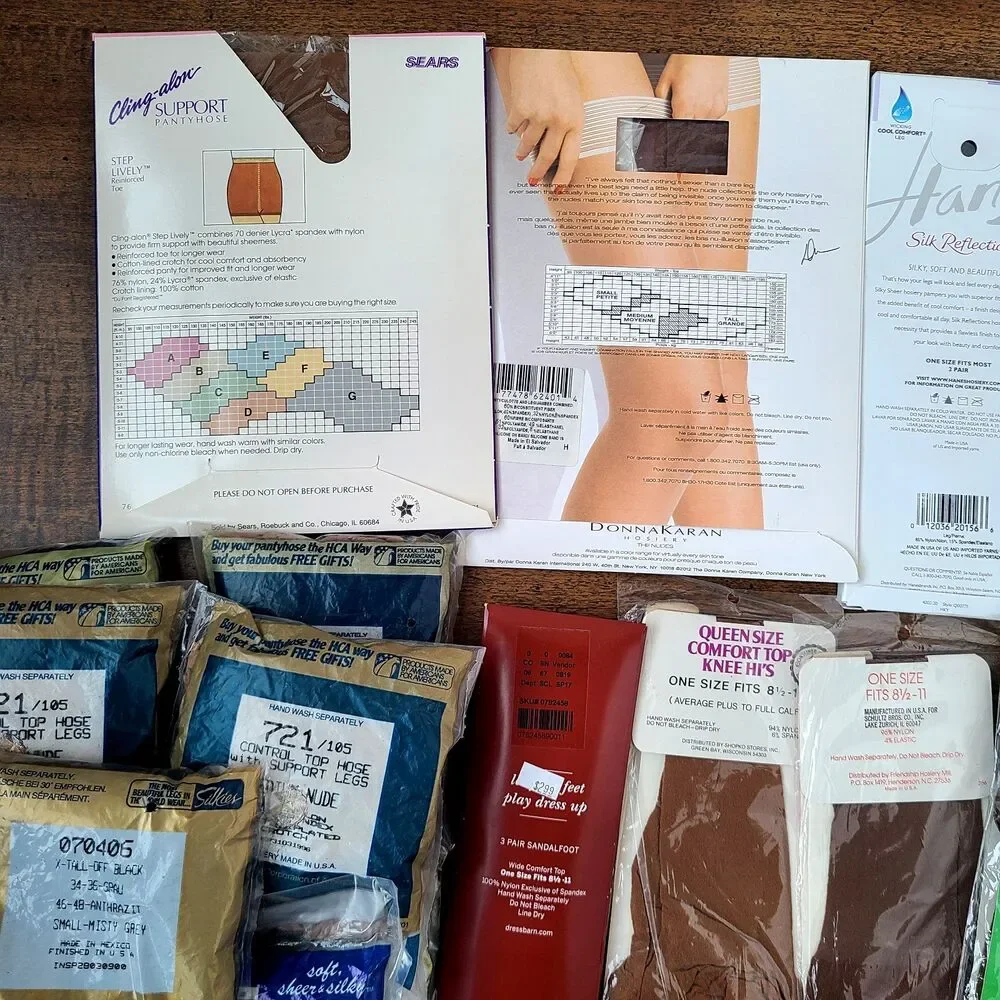 Lot of 26 Vintage Hosiery Nylons Pantyhose Thigh Knee High Mixed Brands & Sizes