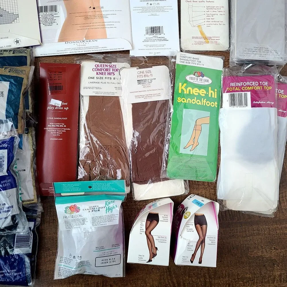 Lot of 26 Vintage Hosiery Nylons Pantyhose Thigh Knee High Mixed Brands & Sizes