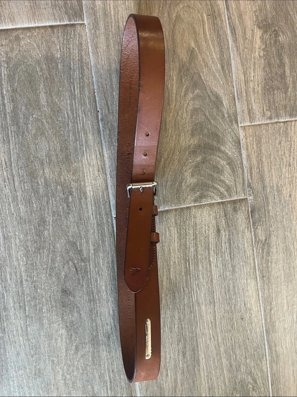 Polo by Ralph Lauren Chestnut Brown Leather Belt with Silver Buckle