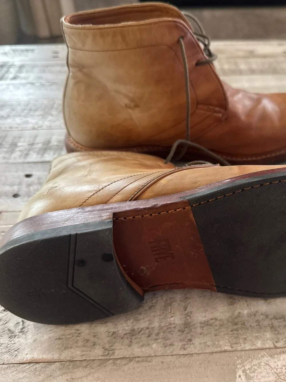 Frye Men's Leather Chukka Boots in Cognac Brown