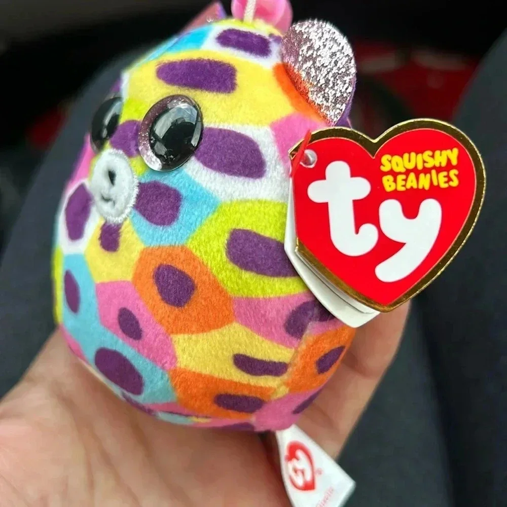 🦖💗NWT TY Squishy Beanies GISELLE THE LEOPARD CLIP 3” Mini plush Squish-a…Boos