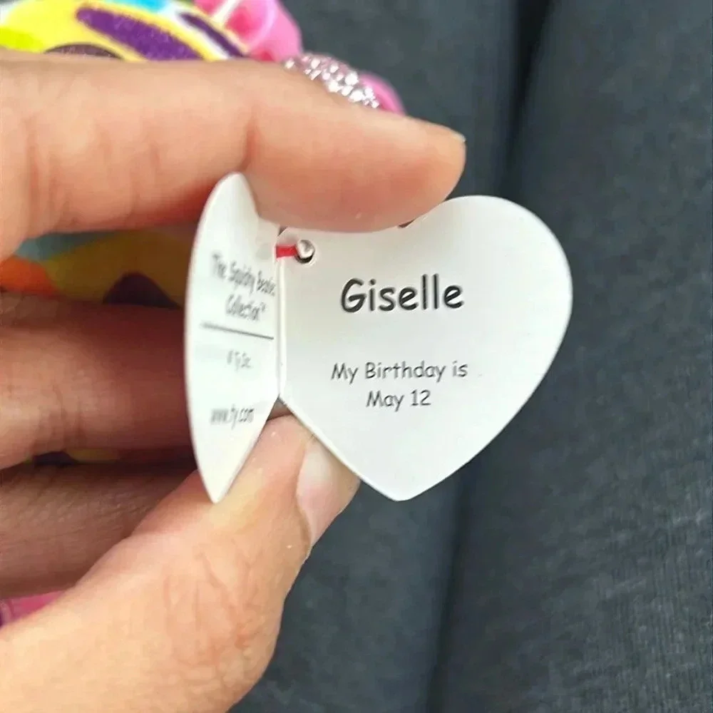 🦖💗NWT TY Squishy Beanies GISELLE THE LEOPARD CLIP 3” Mini plush Squish-a…Boos