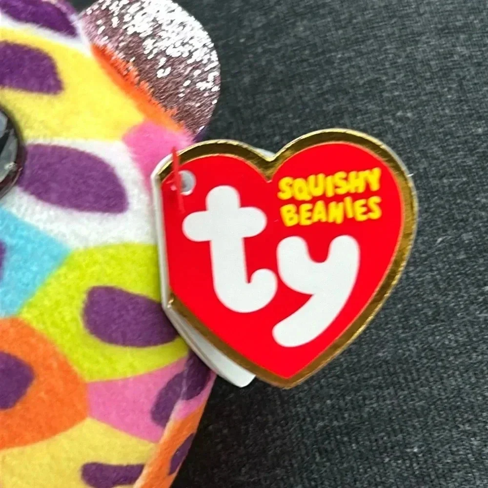 🦖💗NWT TY Squishy Beanies GISELLE THE LEOPARD CLIP 3” Mini plush Squish-a…Boos