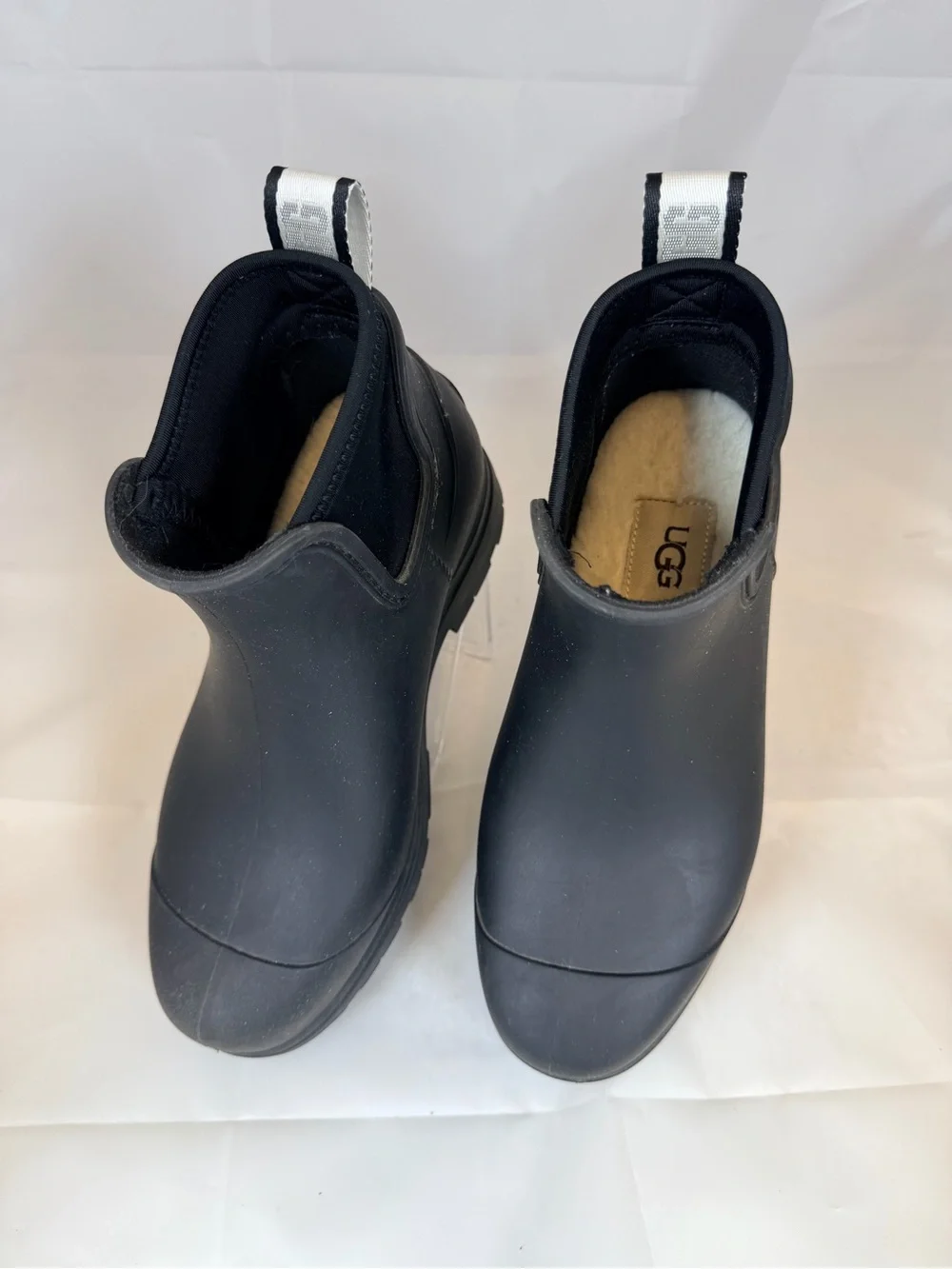 UGG Black Slip-On Rubber Chelsea Rain Booties