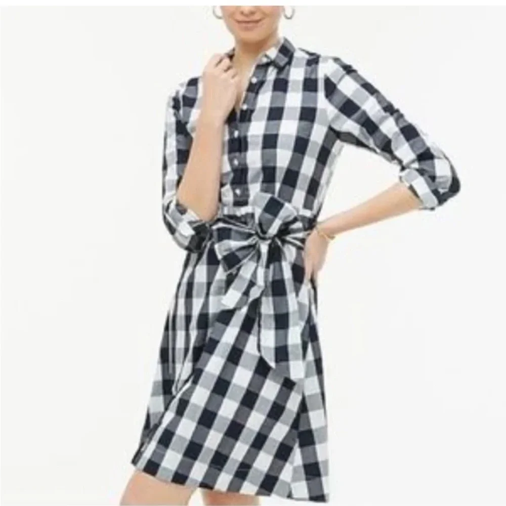 J.Crew Plaid Button-Down Shirt Dress with Belt | Size 2