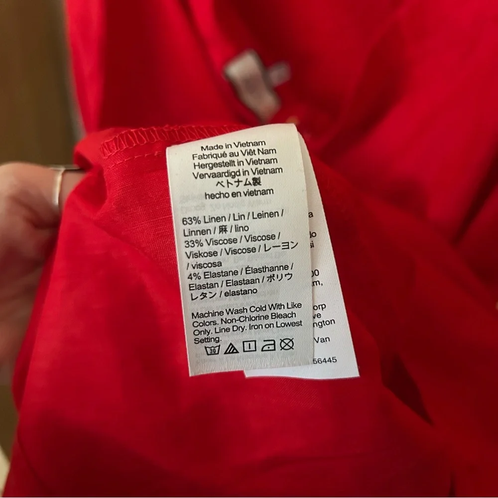J.Crew Collection Side-Ruched Dress Stretch Linen-Viscose Blend Red Plus Size 24