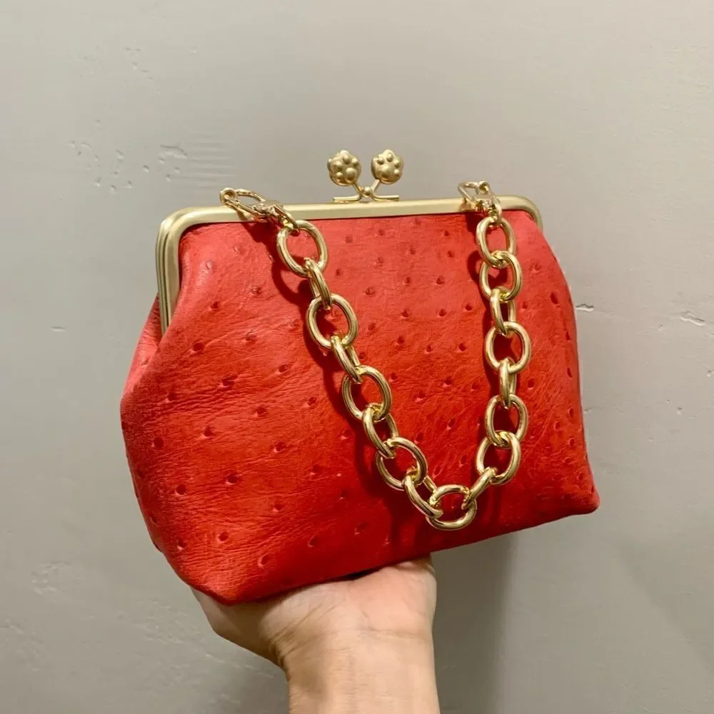 Handmade Genuine Ostrich Textured Leather 