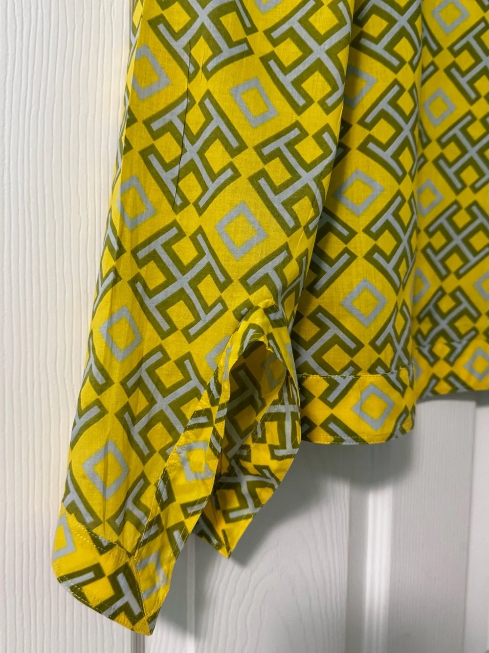 Tory Burch Yellow and Green Geometric Print Top