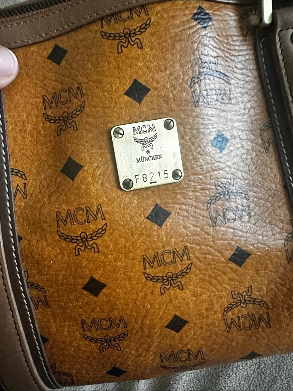 MCM brown signature trim