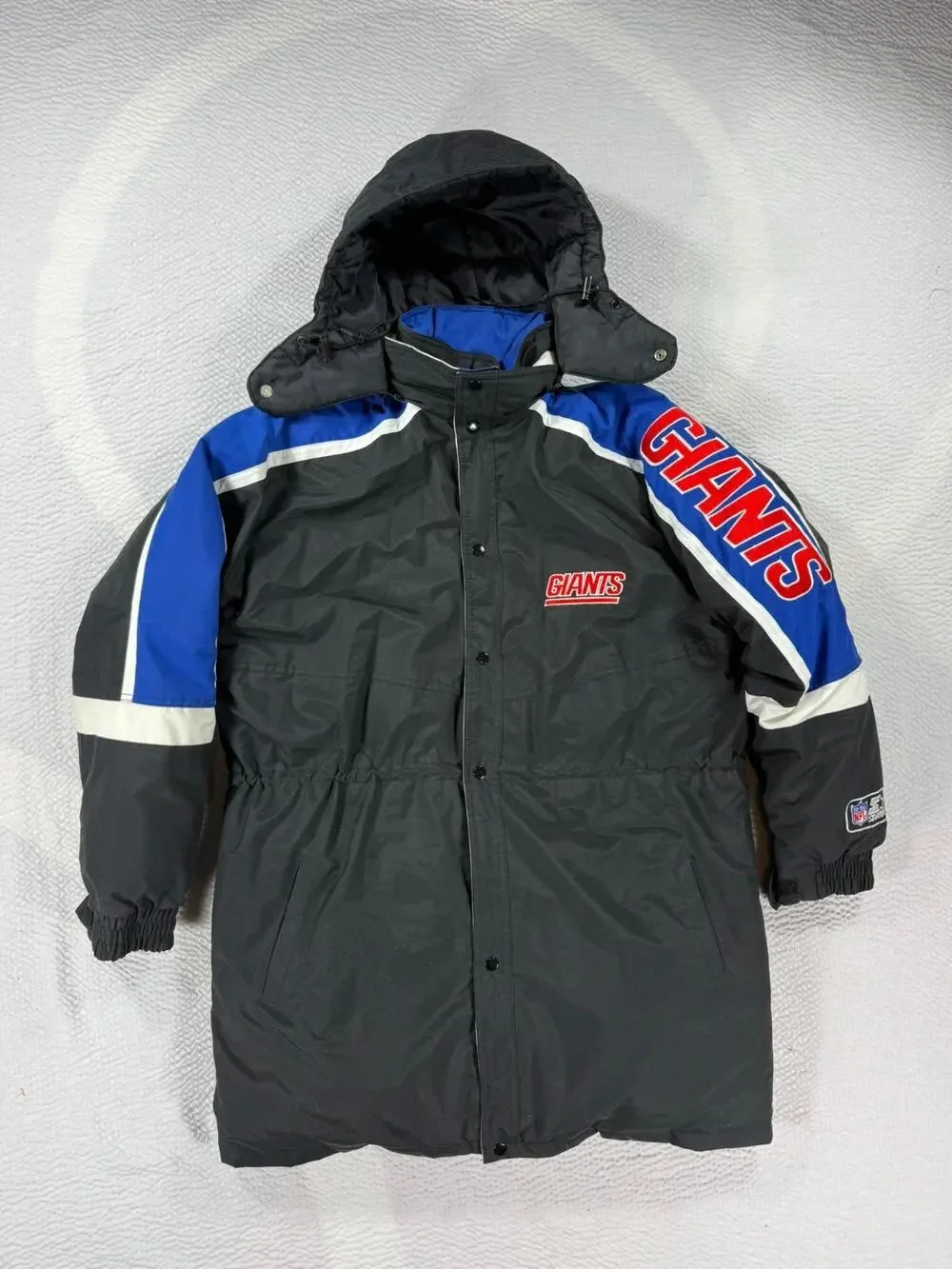 VINTAGE Starter Jacket Mens Extra Large New York Giants Black Parka Jacket NFL