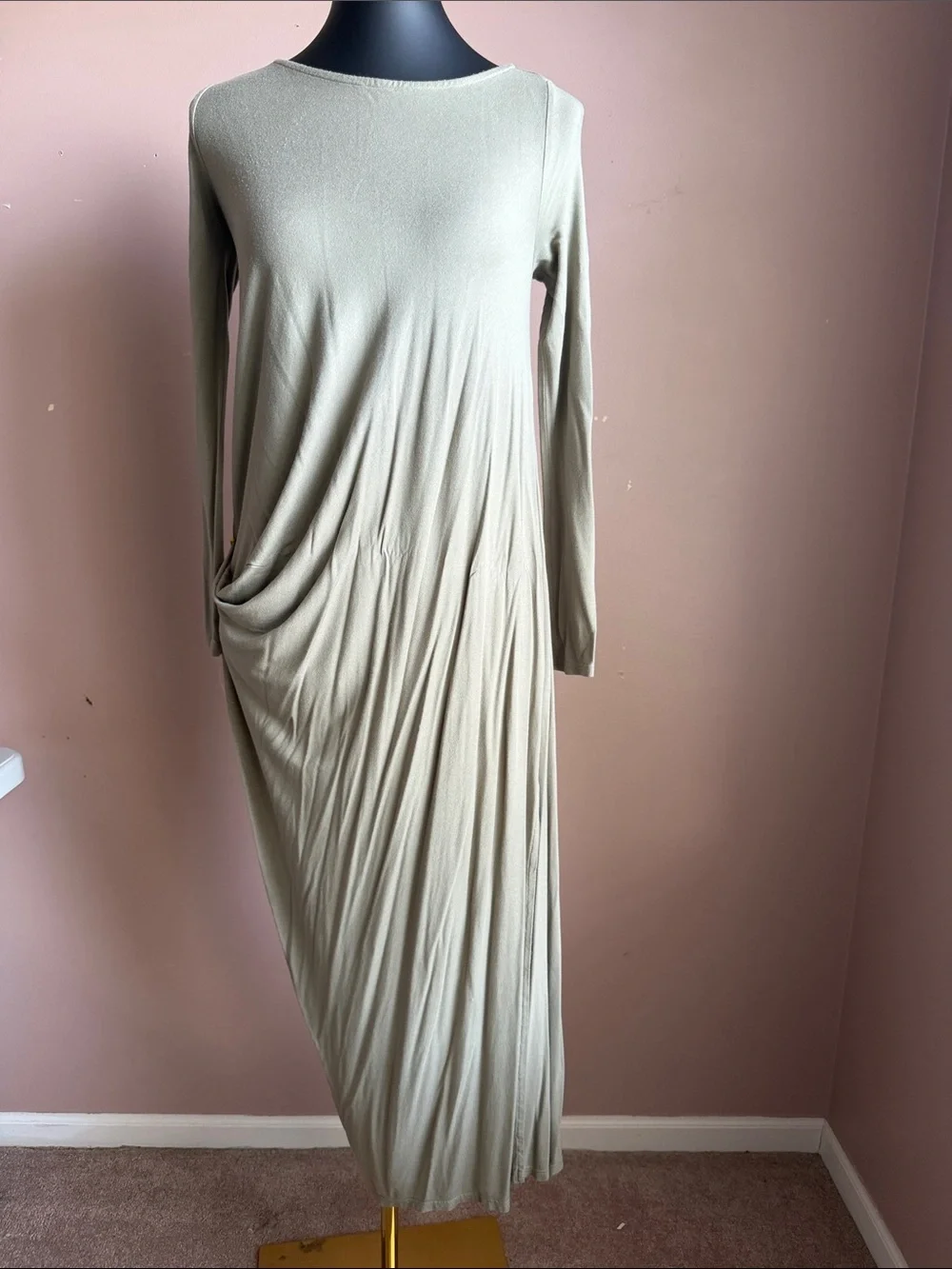 Free People beach Olive Green Long Sleeve T-shirt Draped Maxi