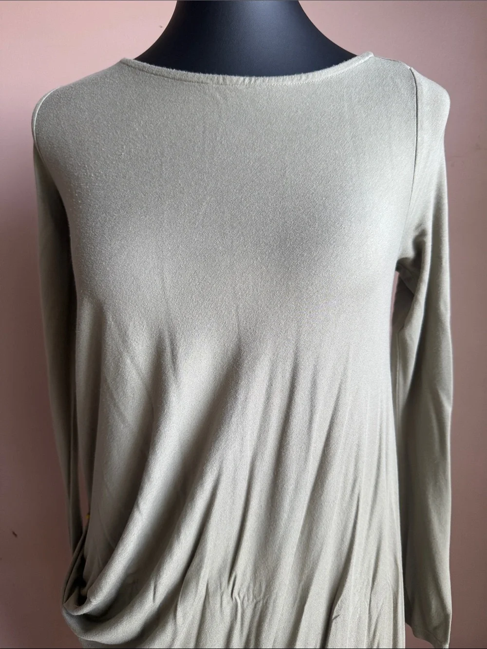 Free People beach Olive Green Long Sleeve T-shirt Draped Maxi