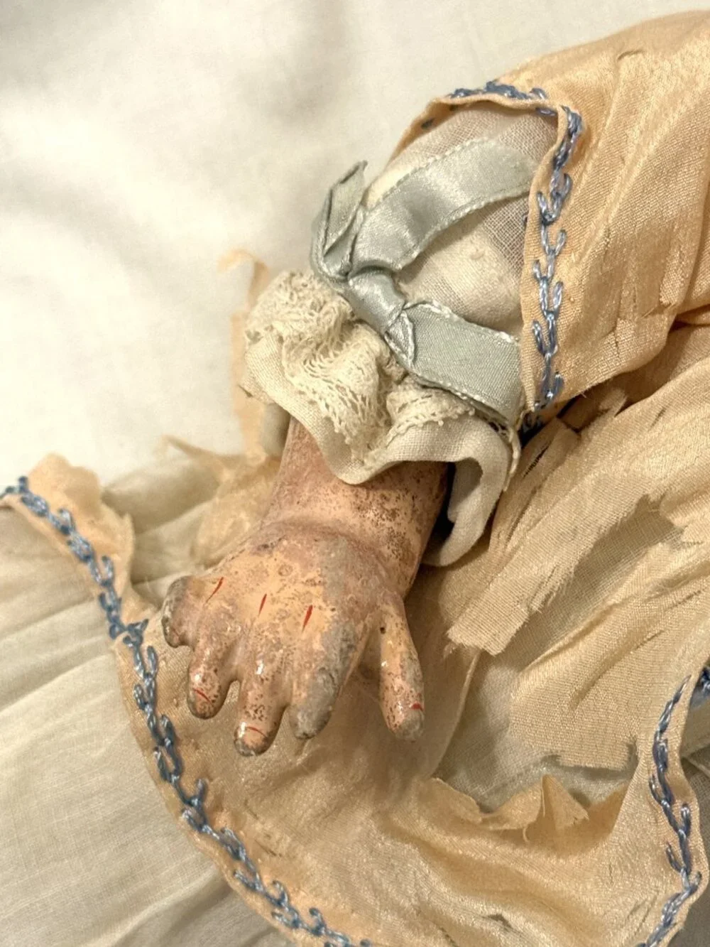Antique Japan 16” Bisque Head Morimura Brothers Porcelain Baby Doll 1920s