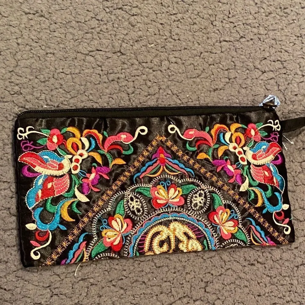 unbranded embroidered clutch