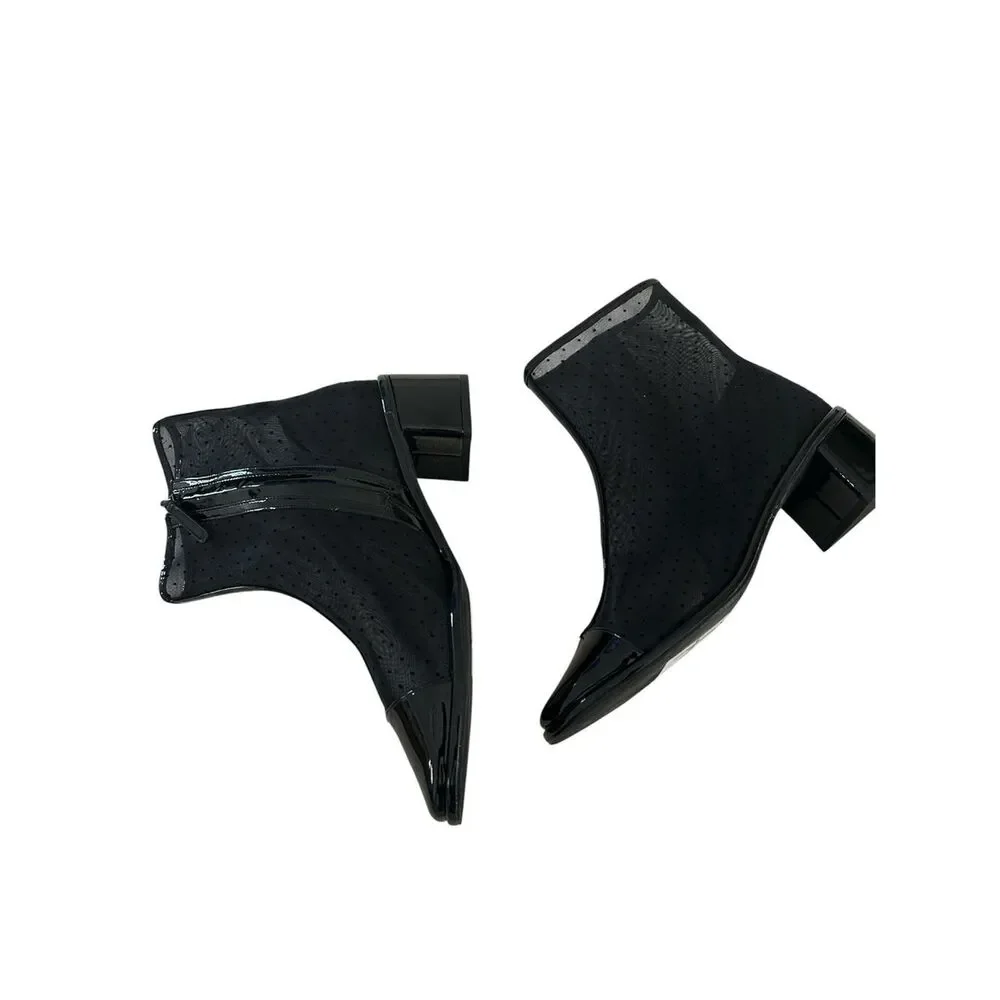 Tory Burch Polka-Dot Mesh Cap-Toe Ankle Booties, Black, Size 8, NWT no box.