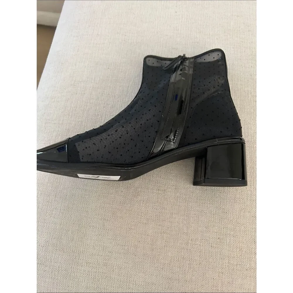 Tory Burch Polka-Dot Mesh Cap-Toe Ankle Booties, Black, Size 8, NWT no box.