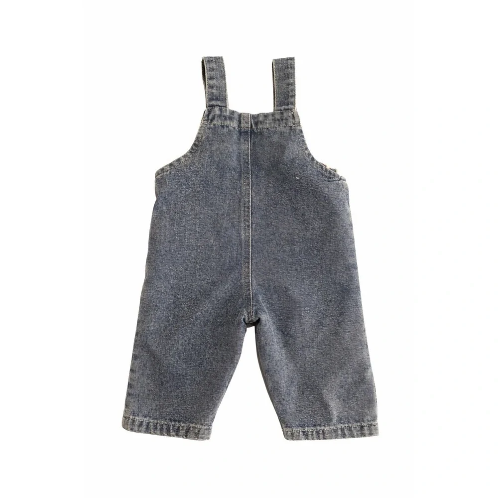 SHEIN Blue Denim Overall One-Piece Sleeveless Button 3-6 Months Unisex Baby