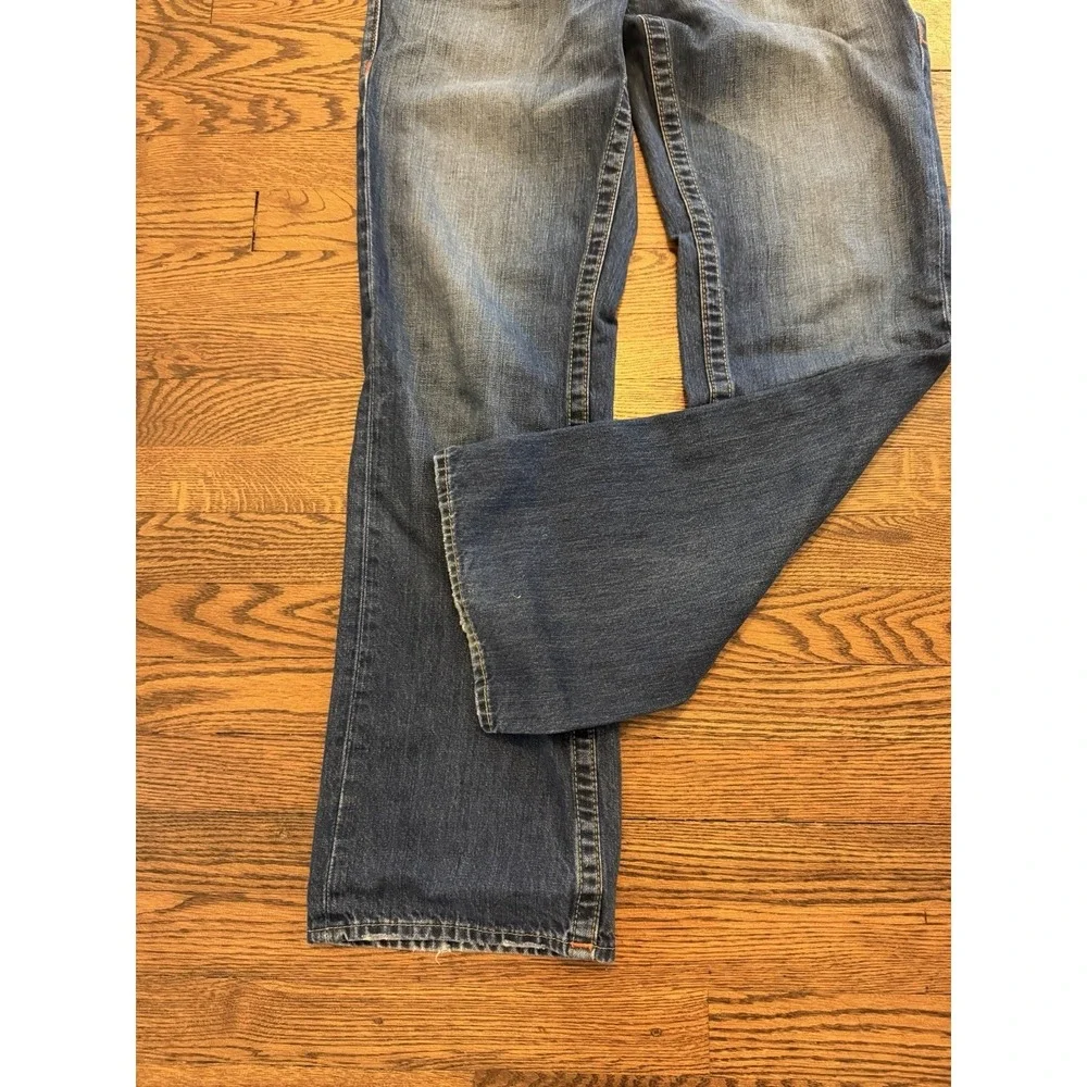 True Religion Jeans Mens Blue Dark Wash Rainbow Billy Straight Whisker Size 34