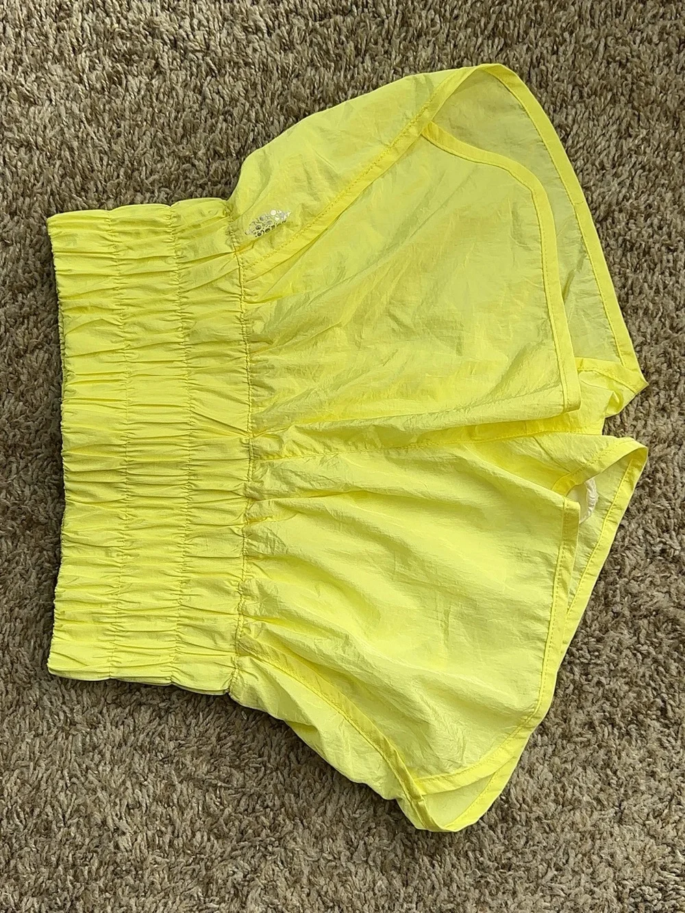 Free People FP Movement Bright Yellow Smocked Waist Lightweight Shorts