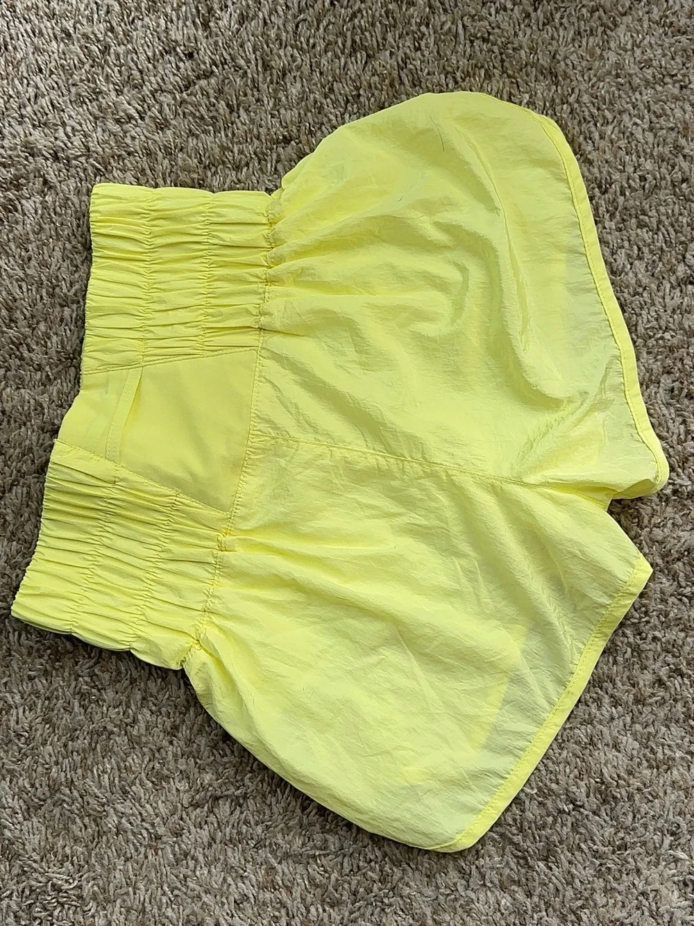 Free People FP Movement Bright Yellow Smocked Waist Lightweight Shorts