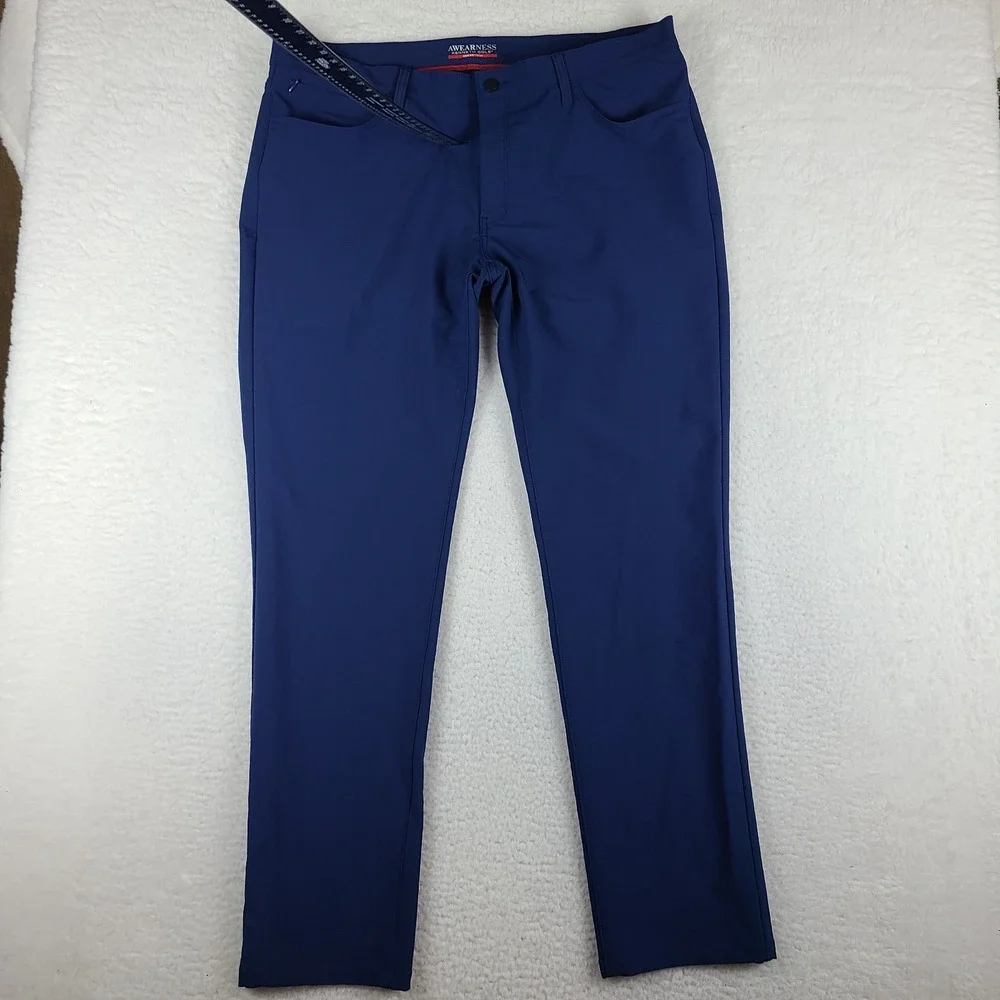 Kenneth‎ Cole Pants Mens 40x34 Navy Slim Performance Awearness Tech Golf Chino