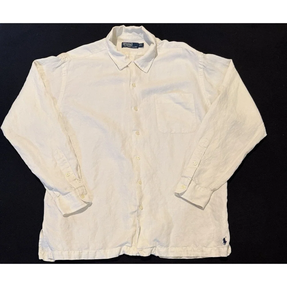 Polo Ralph Lauren Silk Linen Blend Caldwell Loop Collar Long Sleeve Mens Large