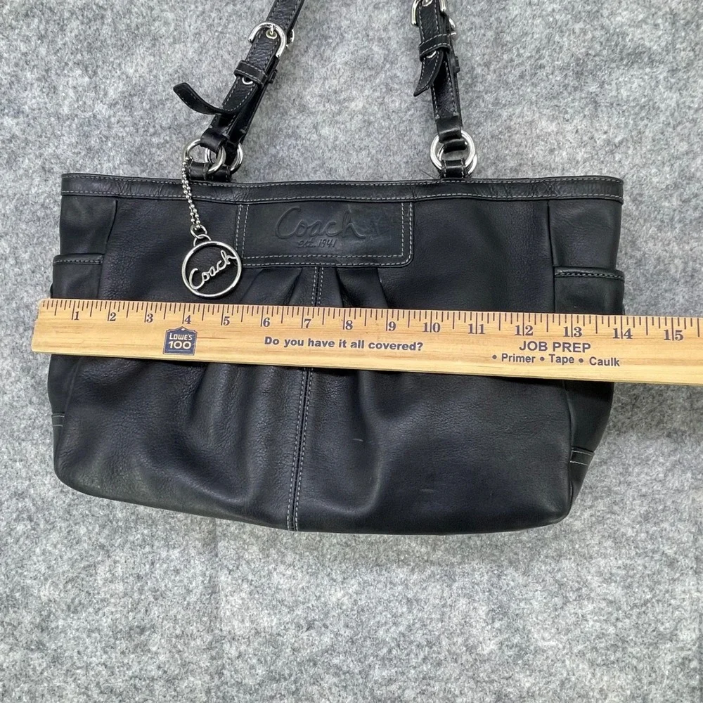 Coach Ashley Pleated Tote‎ Women Large Black Leather Shoulder Handbag F13759 Y2K