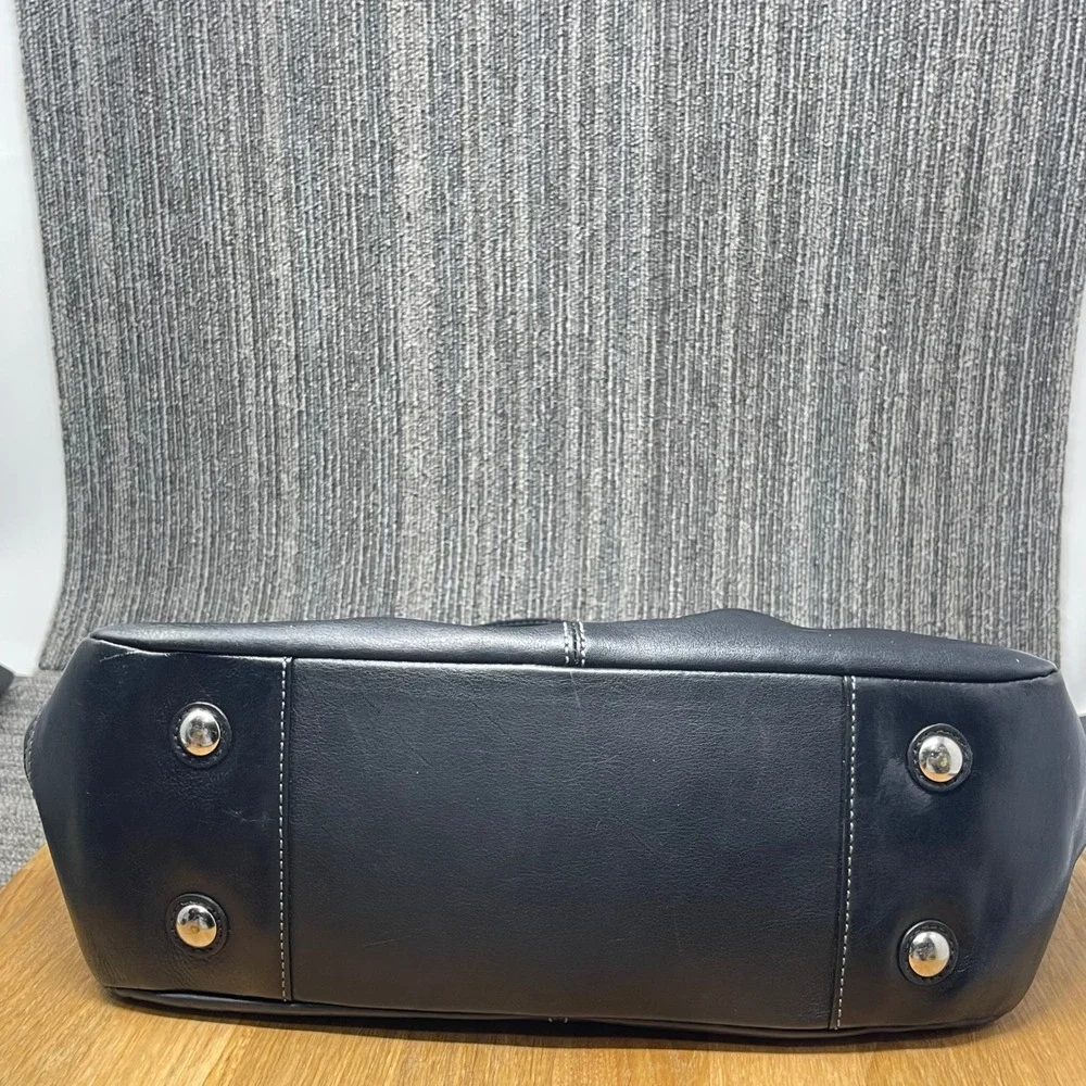 Coach Ashley Pleated Tote‎ Women Large Black Leather Shoulder Handbag F13759 Y2K