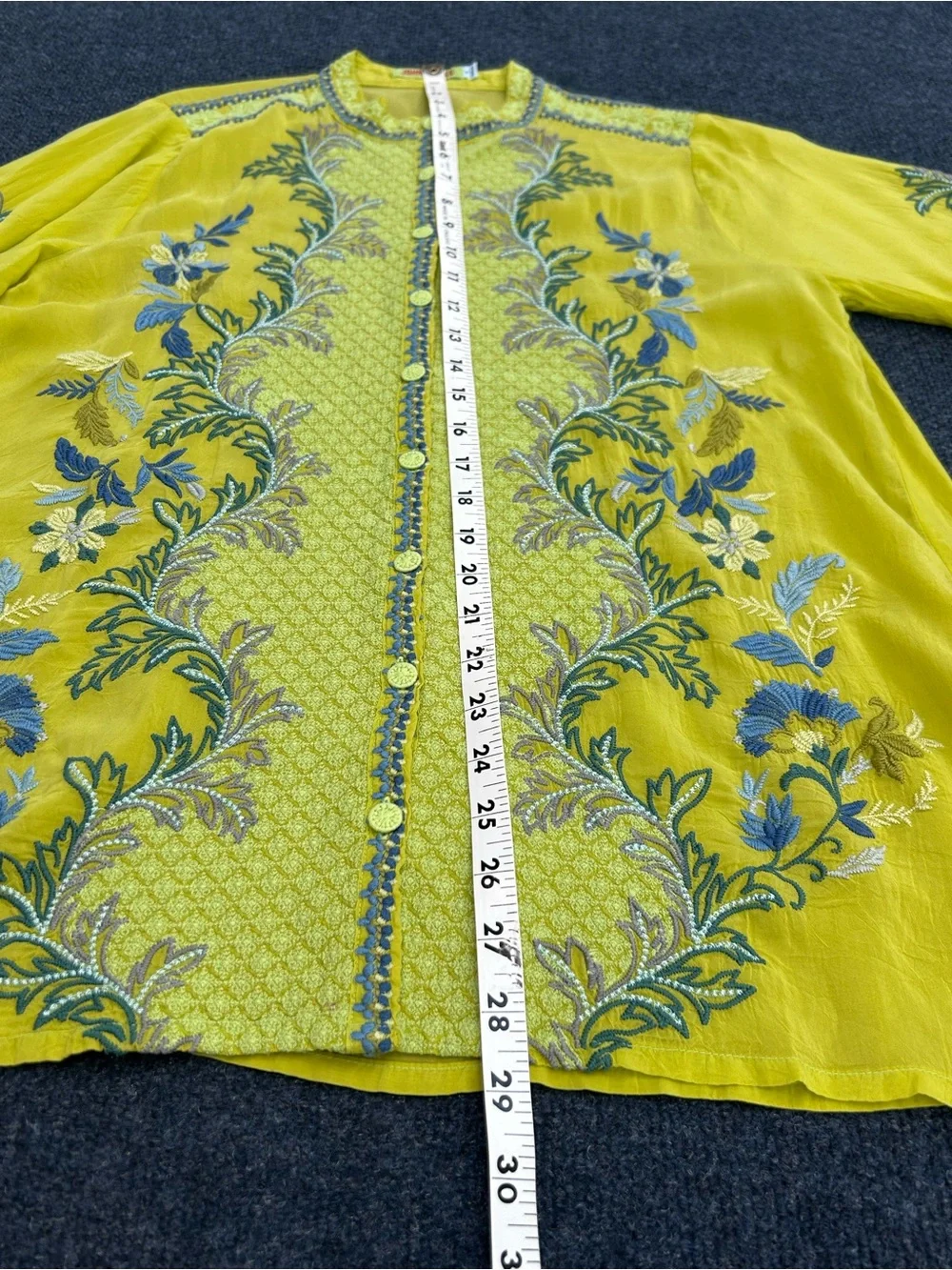 Johnny Was Embroidered Eleana Blouse in Chartreuse Medium