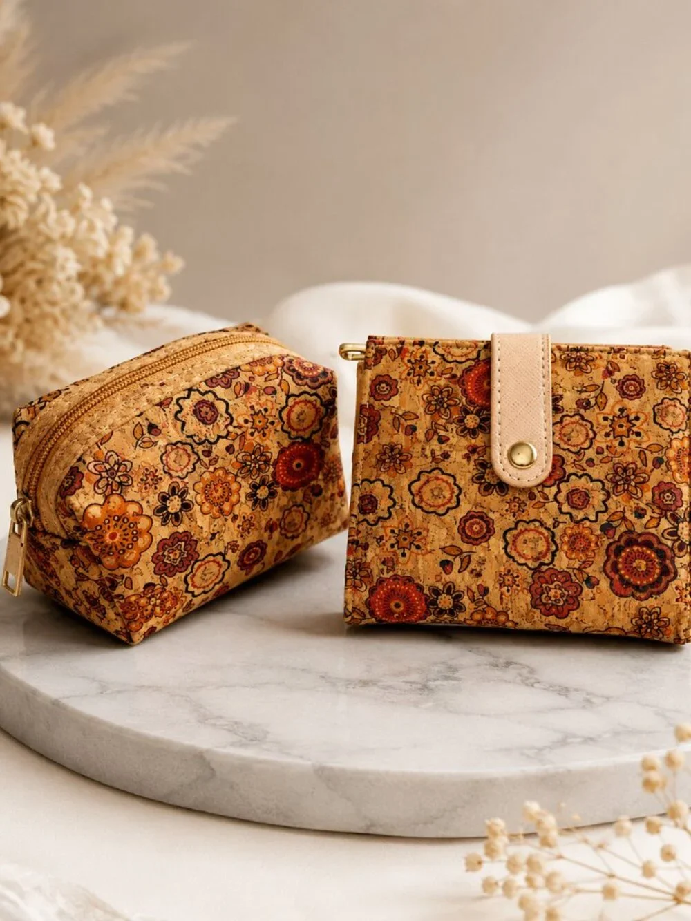 Grupo Belle Portuguese Cork Floral Wallet Set